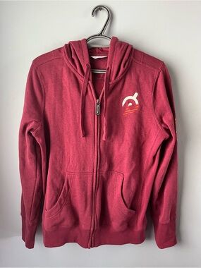 Peloton Maroon Burgundy Zip Hoodie Front Pockets Size L Athleisure